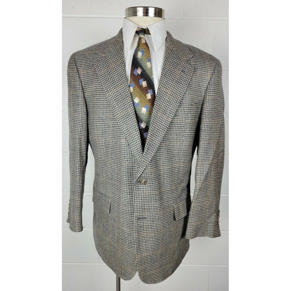 Brooks‎ Brothers Houndstooth Check Windowpane Sport Coat Jacket 42R - Picture 1 of 11